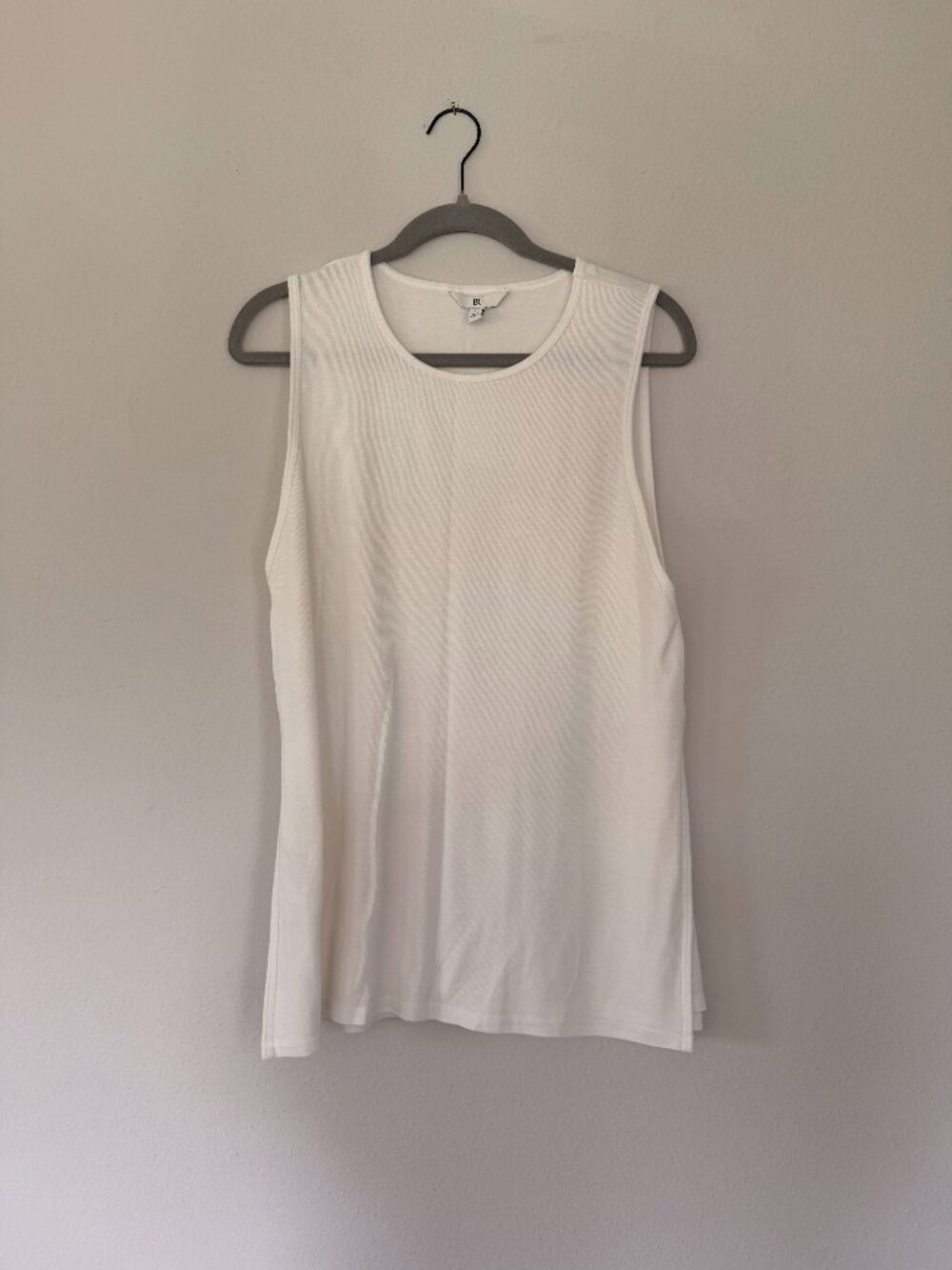 Banana Republic White Long Tunic Tank Size L Side Slit Sleeveless Top